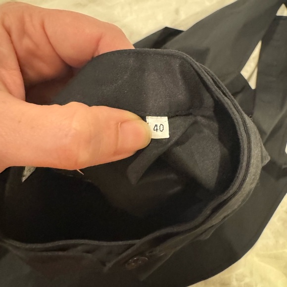 Versace collection slim black button down mandarin band collar 40 - Picture 11 of 12